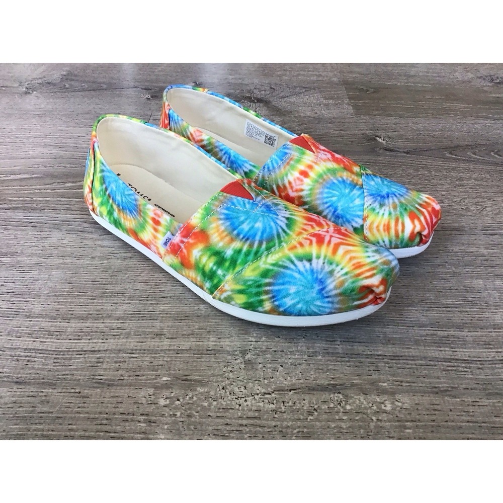 Toms Classic Alpargatas Womens Size 8.5 Slip on CANVAS Shoes Flats Tie Dye